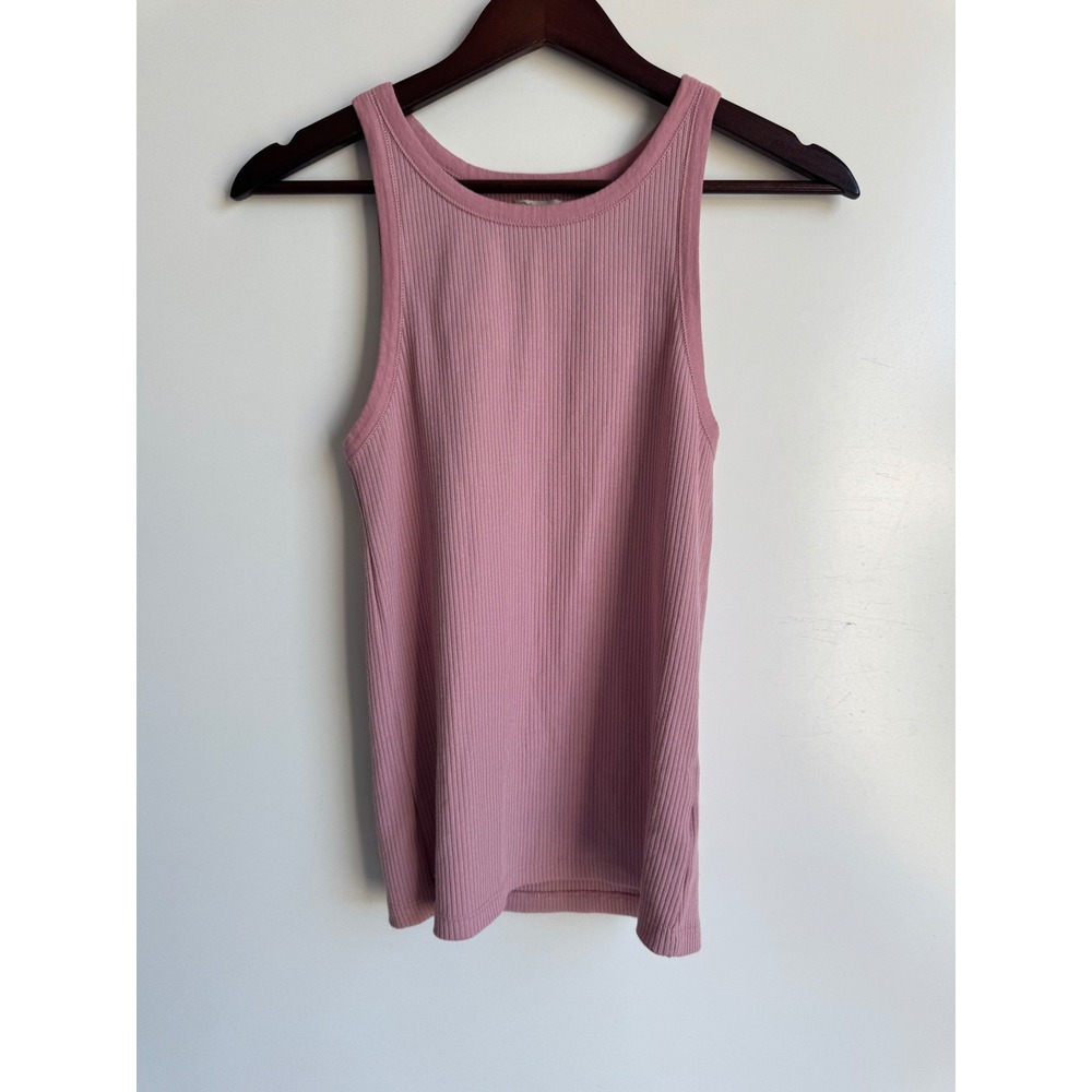 Faherty Ribbed Tank Top Women Medium Pink High Neck Sleeveless beach layering